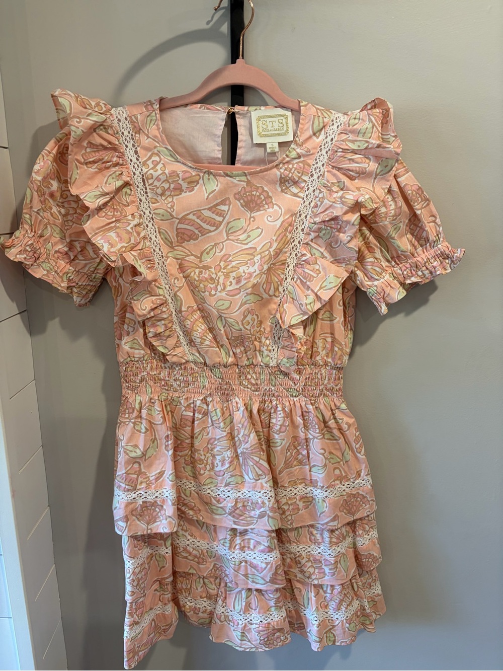 Sail to Sable Peach Floral Ruffle Mini Dress